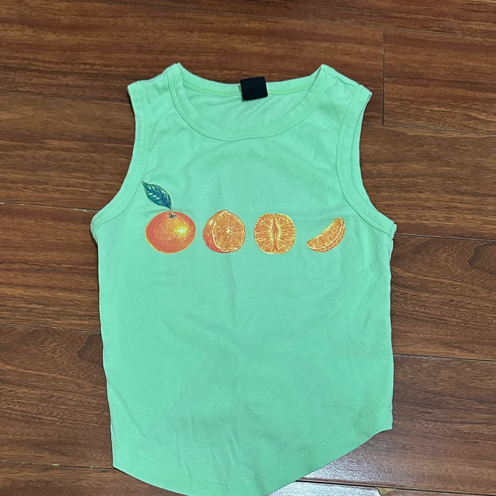 Urban Outfitters Green Tank Top with Orange Print